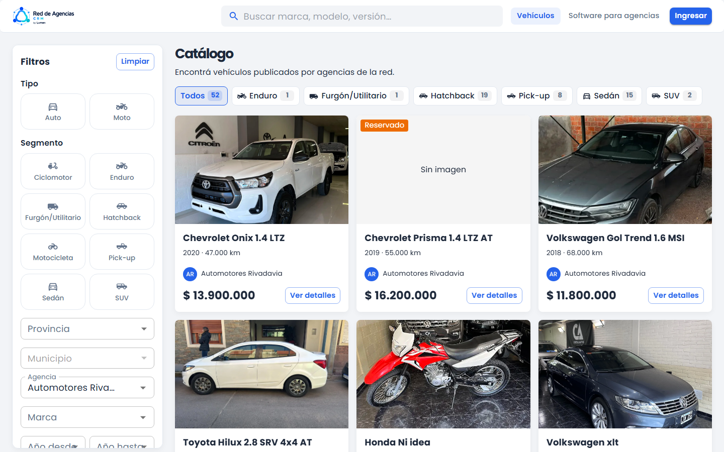 Catálogo público de vehículos